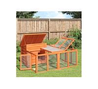 vidaXL Clapier 172280 marron en bois de pin massif 144x123x67,5 cm