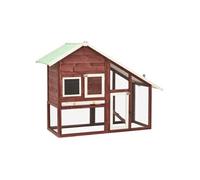 Clapier Moka et blanc 140x63x120 cm Bois de sapin massif