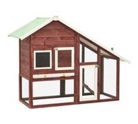 Clapier Moka et blanc 140x63x120 cm Bois de sapin massif moka et blanc G