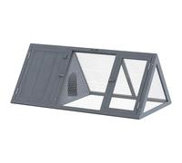 Clapier PawHut, clapier en bois pour lapins et cochons d'Inde avec enclos et portes, maison triangulaire d'extérieur pour lapins, petits canards et poulets, utilisation à l'intérieur et à