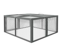 Clapier Pliable Avec Poignée - Cage À Lapin - Toit Ouvrant, Porte - 110 X 105 X 50 Cm - Acier Bois Gris