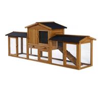 Clapier pour Lapin avec 1 étage en Bois Galina - 224 x 53 x 84 cm - Marron