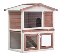 Clapier d'Extérieur - vidaXL - 3 Portes - Bois - Marron - 94x60x98 cm