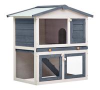 Clapier Pour Lapin Avec Maille Et Toit En Asphalte Multi-Niveaux 3 Portes Bois Anti-Fuite Gris