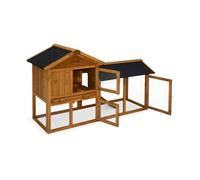 Clapier pour lapin et rongeur bois de sapin avec enclos 4 lapins Hotot