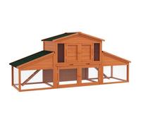Clapier pour Lapins 225 x 70 x 100 cm Deux étages spacieux Toit étanche Rustique Ambiance Cosy Jardin en Bois Orange 21_0007875