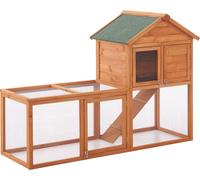 Clapier pour lapins Kelkheim 110 x 160 x 61 cm Clapier pour lapins à deux étages Enclos pour petits animaux Maison pour rongeurs avec toit en bitume Bois de sapin