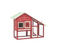Clapier Rouge et blanc 140x63x120 cm Bois de sapin massif
