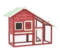 Clapier Rouge et blanc 140x63x120 cm Bois de sapin massif Rouge et blanc G