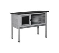 Clapier sur pieds PawHut cage à lapin avec niche intérieure plateau excrément coulissant porte verrouillable toit ouvrant gris