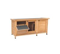 Clapier sur pieds - cage à lapin - 2 plateaux coulissants à excrément, 2 portes verrouillables, toit bitumé ouvrant, râtelier à foin - bois sapin