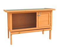 Clapier Sur Pieds Cage À Lapin Plateau Excrément Coulissant Porte Verrouillable Fenêtre Grillagée Toit Lino Vert Bois De Sapin Lasuré Vert