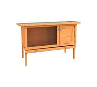 Clapier sur pieds cage à lapin plateau excrément coulissant porte verrouillable fenêtre grillagée toit lino vert bois de sapin lasuré