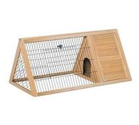PawHut Clapier triangulaire – Enclos extérieur, niche double porte – Pin massif 116×62×53 cm
