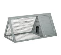 Clapier Triangulaire enclos extérieur et Niche Double Porte 116 x 62,2 x 52,5 cm sécurisé épuré aéré Design en Bois Gris 21_0007911