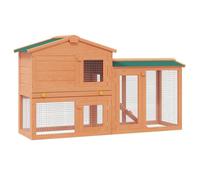 Clapier - UU - 145x45x84 cm - bois - Toit résistant à l'eau - Porte verrouillable - Surface antidérapante - Imperméable 66772