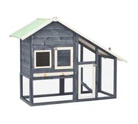 Clapier - vidaXL - 140x63x120 cm - Bois de sapin massif - Gris et blanc - Pour lapins