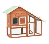 vidaXL Clapier lapin 140x63x120 Bois sapin massif Toit imperméable Plateau amovible Moka/blanc