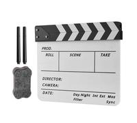 Clapperboard Clap en acrylique effaçable à sec avec fente pour stylo pour réalisateurs et cinéastes 30,5 x 25,4 cm