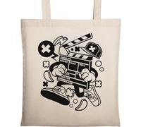 Clapperboard Lights Camera Action Movie Director Urban Style Naturel Ecologique Sac Fourre-tout Beige