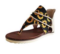 Claquette Femme Été NU Pieds Confortable Sandales Back flops imprimées Flip Size pour femmes Flat plus casual Zipper Shoes sandales pour femmes et NU-Pieds Femme Pantoufles Ete (Yellow 36)