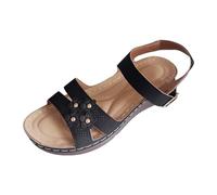 Claquette Femme Mode Sandales Confort Bottine Talon Carré Dames été rétro fleur couleur unie boucle fond épais grande taille sandales à talons inclinés Chaussure Talon Sexy Jaune (Black, 40)