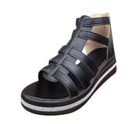 Claquette Femme Mode Sandales Confort Bottines De Pluie Caoutchouc Sandales à plateforme pour femmes, nombreuses bandes, bout ouvert, bride à la cheville, coulissantes la mode Chaussures(Black, 41)