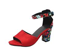 Claquette Femme Mode Sandales Confort Chaussons Taille 7 Sandales élégantes pour femmes, talons ouverts et gracieux pour un travail décontracté, un rendez-vous ou des vacances. Se marie(Red, 38)