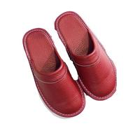 Claquette Hommes Grande Taille 47 48 Chaussures D'automne For Hommes Pantoufles En Cuir Unisexes Pantoufles D'intérieur Confortables Chaussures D'intérieur For Hommes Pantoufles Plates(Wine red,5.5)