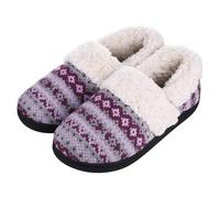 Claquette Hommes Pantoufles d'hiver en coton chaud for femmes et hommes, chaussures plates, douces, antidérapantes, moelleuses, Design, pantoufles d'intérieur for Couple(Purple5,40-41(9.6-9.8 inch))