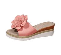 Claquette Tropezienne Femme Sandales D'été Avec TaIon Compensé Sandales Femmes Été Confortable Plateforme Chaussures Avec Support De Orthopédique Tongs Plage Et Claquettes Piscine Yoga (Red, 38)