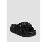 Claquettes à Plateforme Noires Pour Femmes Inuikii Woven Stones Platform 70103106-1039