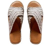 Claquettes Cleo ESPADRILLE - Chaussures de pêcheur en paille à fond plat, style bohème, marron (kaki), 39 EU