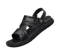 Claquettes En Liège Pour Homme, Sandales Ouvertes Respirantes En Cuir Pour Homme Avec Soutien De La Voûte Plantaire, Chaussures De Plage D'été Antidérapantes Et Réglables, Confort(42 EU)
