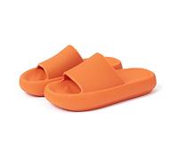 Claquettes Femme Chaussons Mode personnalité pantoufles été fond épais haute élastique en caoutchouc fond souple Couple hommes maison salle de bain bain sandales femmes Maison Chaussons Slide(Orange,4