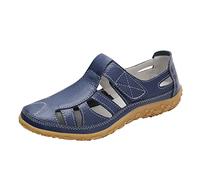Claquettes Femme Confortable Chaussures Compensées Chaussures Pour Femmes Fashion Flat Soft Sole Sole Sandals Casual Retro Sandals Chaussure de Plage Noires Femme (Dark Blue 37)