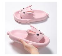Claquettes Femme Personnalité de la mode mignon lapin pantoufles femme usage domestique dessin animé fond mou dortoir intérieur sandale pantoufles été pantoufles Chaussons de Douche ( Color : Roze , S