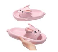 Claquettes Femme Personnalité de la mode mignon lapin pantoufles femme usage domestique dessin animé fond mou dortoir intérieur sandale pantoufles été pantoufles Chaussons de Douche ( Color : Roze , S