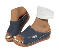 Claquettes Orthopédiques Femme Mules en Cuir Sandale Mode Bout Ouvert Claquettes Femme Confortable Soutien Arches Renforcé Chaussons Sandales de Plage- Idéal pour Une Vie Active Sandale