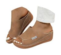 Claquettes Orthopédiques Femme Mules en Cuir Sandale Mode Bout Ouvert Claquettes Femme Confortable Soutien Arches Renforcé Chaussons Sandales de Plage- Idéal pour Une Vie Active Sandale