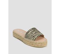 Claquettes Pour Femmes Manebi Raffia Zebra Double Sole Slides H25ds-naturalandblack