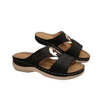 Claquettes Sandales Orthopedique Femmes Été Pantoufles Bohême Compené Claquette Respirant Confort Anti-dérapant Pantoufle Rétro Évidé à Soutien Plantaire Chaussons pour Maison Jardin Piscine Plage