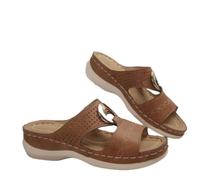 Claquettes Sandales Orthopedique Femmes Été Pantoufles Bohême Compené Claquette Respirant Confort Anti-dérapant Pantoufle Rétro Évidé à Soutien Plantaire Chaussons pour Maison Jardin Piscine Plage