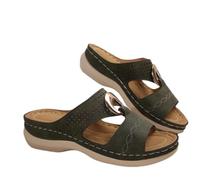 Claquettes Sandales Orthopedique Femmes Été Pantoufles Bohême Compené Claquette Respirant Confort Anti-dérapant Pantoufle Rétro Évidé à Soutien Plantaire Chaussons pour Maison Jardin Piscine Plage