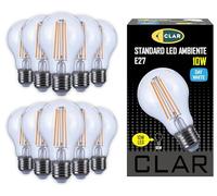 CLAR - Ampoule Filament, Ampoule E27 Vintage, Ampoule Vintage, Ampoule Decorative E27, 10W 4000K (Pack 20)