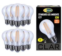 CLAR- Ampoule Filament, Ampoule Filament E27 Vintage, Ampoule LED E27 Blanc Chaud, Ampoule Decorative E27, 10W 2700ºK (Pack 10)