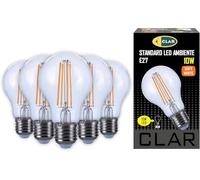CLAR Ampoule Filament LED E27 Blanc Chaud 10W 2700K Décorative (Pack de 5)
