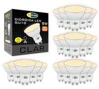 CLAR - Ampoule GU10 LED Blanc Chaud, Spot LED GU10 Blanc Chaud, 9W (Pack 20)