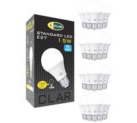 CLAR - Ampoule LED E27 4000K, Ampoule E27 100W, Ampoule LED E27 100W, Gros Culot à Vis, Lampe, 15W (Pack 20)