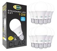 CLAR - Ampoule LED E27 4000K, Ampoule E27 60W, Ampoule LED E27 60W, Gros Culot à Vis, Lampe, 10W (Pack 10)
